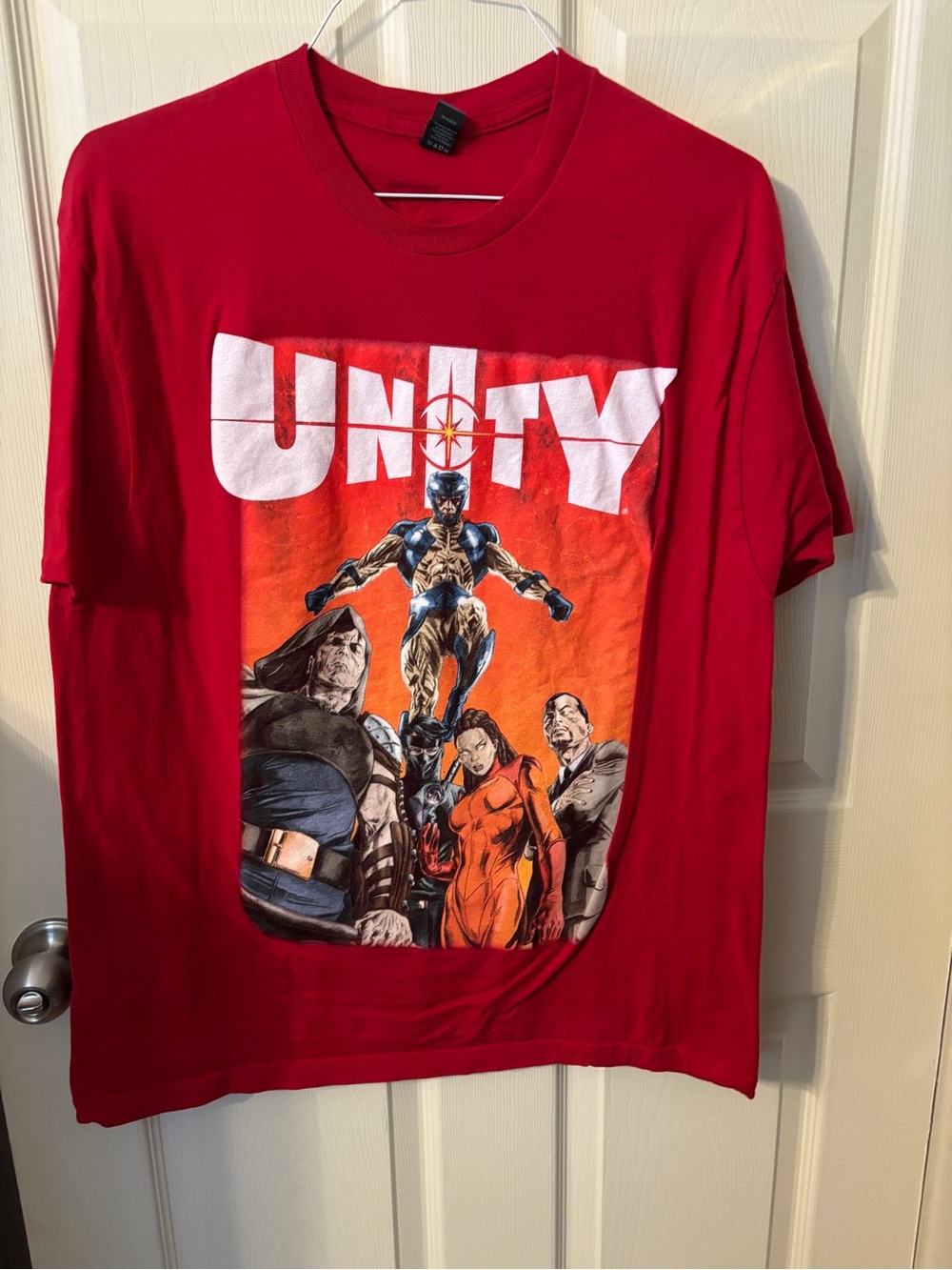 Tultex Red Graphic 'UNITY' Superhero Short Sleeve Tee